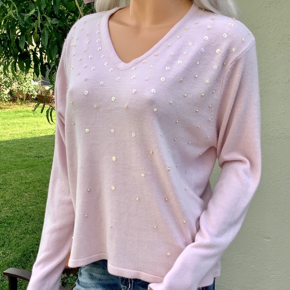 🎉HP🎊 NWOT 16/18 Kathy Lee Blush Sequined Sweater - Picture 8 of 8